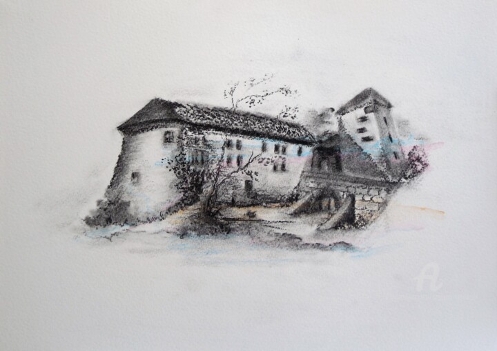 图画 标题为“castle-neuhaus-s-gr…” 由Grazyna Hajewski, 原创艺术品, 木炭