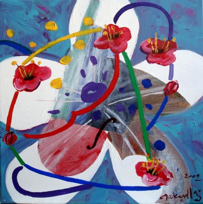 Peinture intitulée "Bouquet with a Viol…" par Takyoung Jung, Œuvre d'art originale