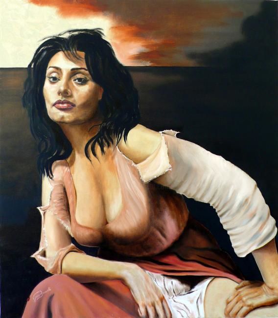 Painting titled "L'attrice Sofia Lor…" by Greco Baracchi, Original Artwork