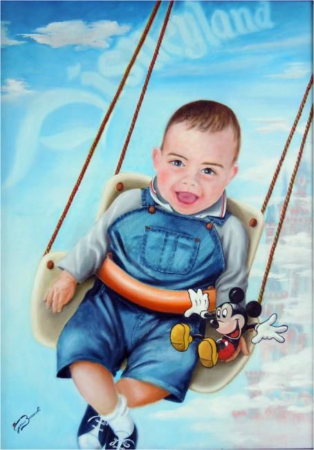 Painting titled "In volo a Disneyland" by Greco Baracchi, Original Artwork