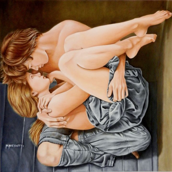 Pintura titulada "almas-gemelas.jpg" por María Teresa Nicoletti, Obra de arte original, Oleo