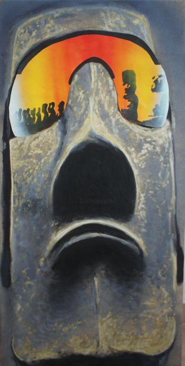 Peinture intitulée "moai.jpg" par Gred, Œuvre d'art originale