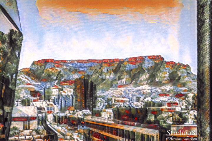 Arts numériques intitulée "Table Mountain" par Herman Van Bon, Œuvre d'art originale, Travail numérique 2D