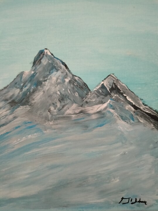 Painting titled "Montagne" by Greenman, Original Artwork, Acrylic