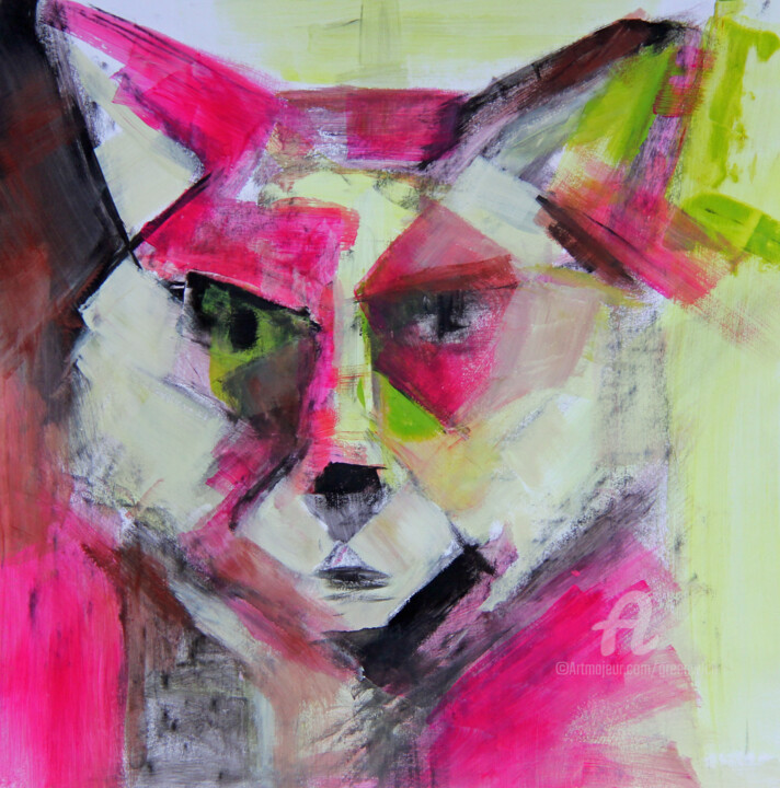 Desenho intitulada "Pink Foxy" por Sylvie Penet, Obras de arte originais, Outro