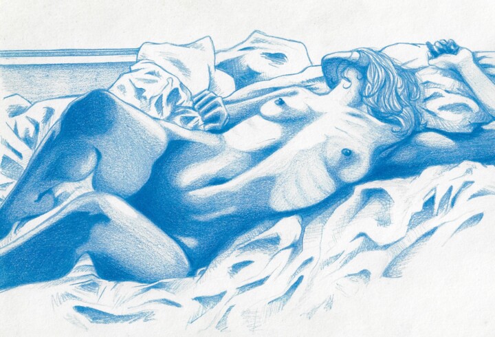 Desenho intitulada "sweet laziness" por Greg Brs, Obras de arte originais, Lápis