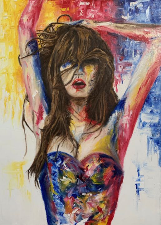 Peinture intitulée "Pose" par Grégory Barata Alves, Œuvre d'art originale, Huile