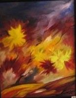Картина под названием "Autumn trees" - Gregory Borin, Подлинное произведение искусства