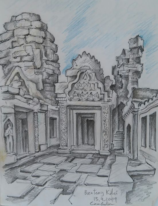 Drawing titled "Cambodia 2009.jpg" by Gregory Borin, Original Artwork