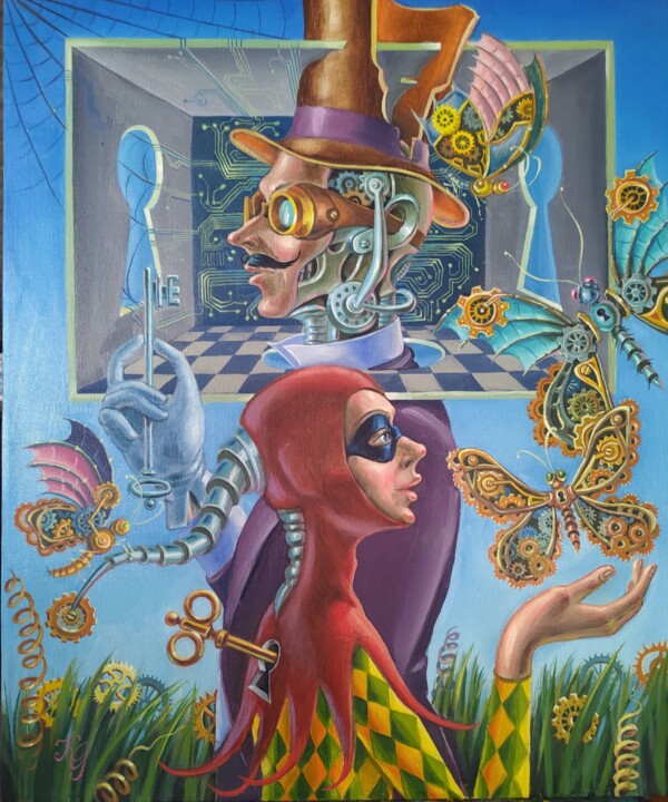 Pintura intitulada "Reincarnation" por Greg Known, Obras de arte originais, Óleo