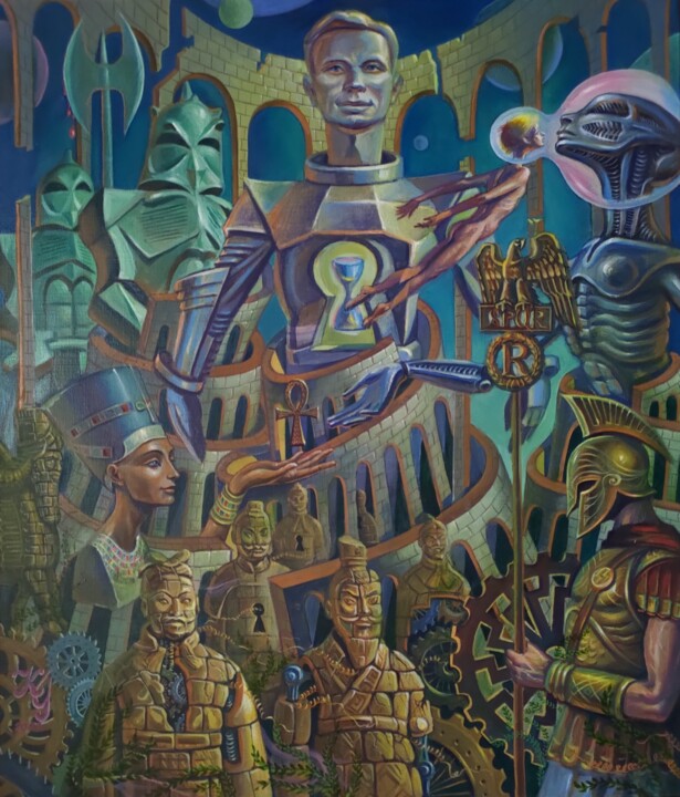 Painting titled "The Tower of Babel" by Greg Known, Original Artwork, Oil