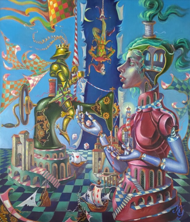 Painting titled "The Thread of Fate" by Greg Known, Original Artwork, Oil