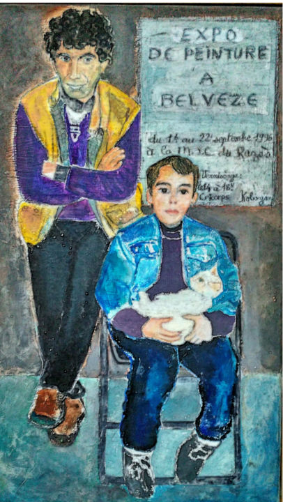 Peinture intitulée "Père et Fils exposi…" par Grégoire Koboyan (Cricorps), Œuvre d'art originale, Huile