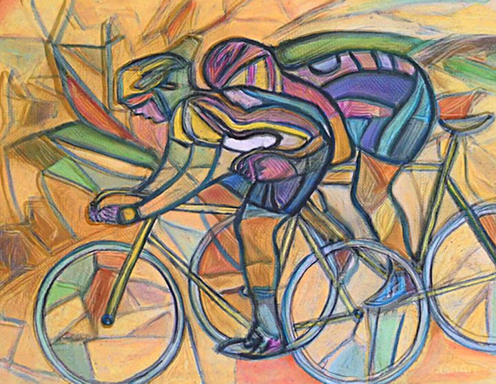 Painting titled "Cyclo" by Grégoire Koboyan (Cricorps), Original Artwork, Oil