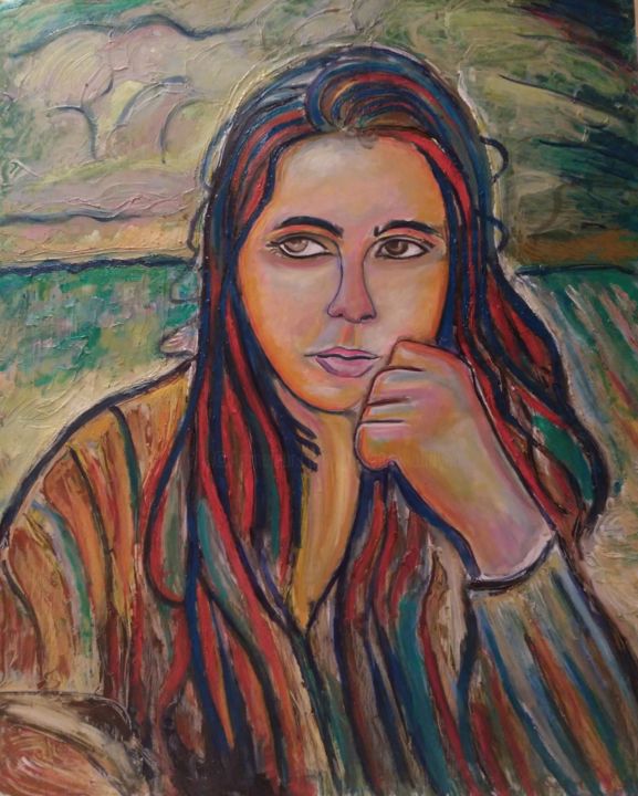 Painting titled "Sona Ananian my dau…" by Grégoire Koboyan (Cricorps), Original Artwork, Oil