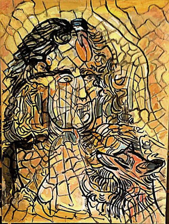 Peinture intitulée "Le corbeau et le re…" par Grégoire Koboyan (Cricorps), Œuvre d'art originale, Huile
