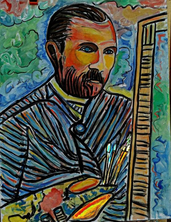 Malerei mit dem Titel "Vincent Van Gogh ,…" von Grégoire Koboyan (Cricorps), Original-Kunstwerk, Öl