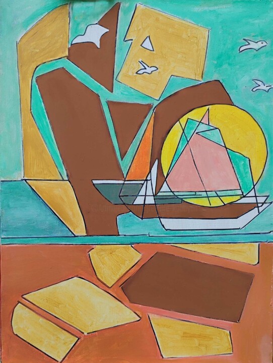 Peinture intitulée "En vacances sur le…" par Grégoire Koboyan (Cricorps), Œuvre d'art originale, Huile