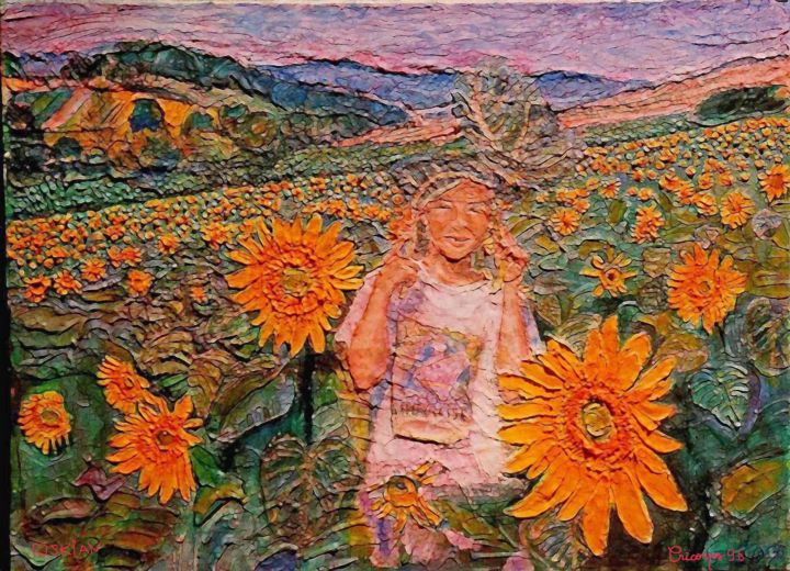 Schilderij getiteld "Tournesols à Belleg…" door Grégoire Koboyan (Cricorps), Origineel Kunstwerk, Olie