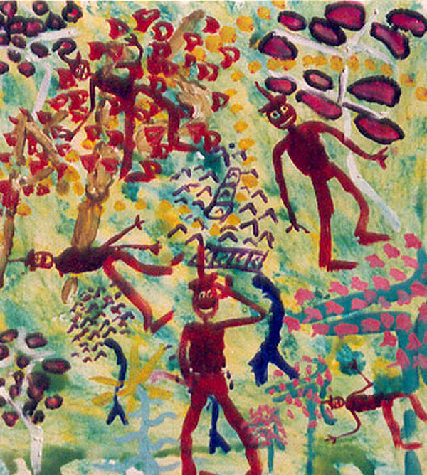 Malerei mit dem Titel "Szäp. dans un jardi…" von Grégoire Koutsandréou, Original-Kunstwerk, Acryl