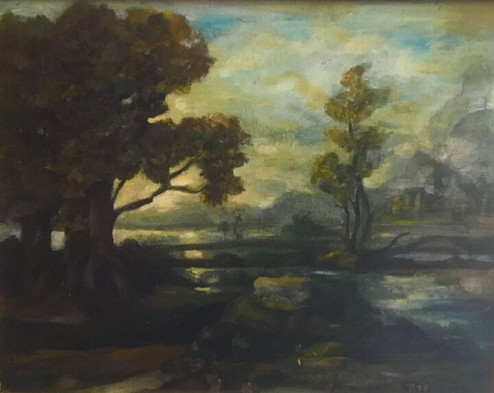 Картина под названием "Landscape uno" - Gregory Anoufriev, Подлинное произведение искусства, Масло