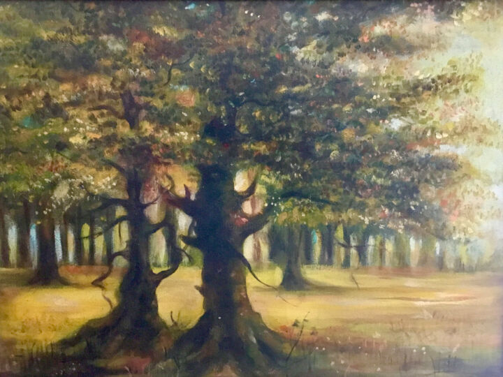 Schilderij getiteld "Forest" door Gregory Anoufriev, Origineel Kunstwerk, Olie