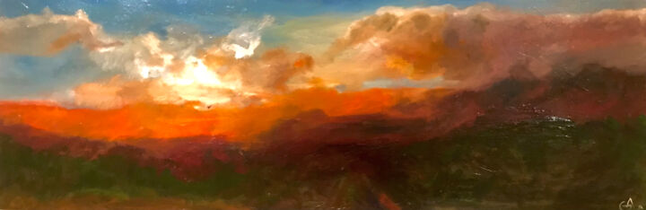 Картина под названием "Sunset" - Gregory Anoufriev, Подлинное произведение искусства, Масло