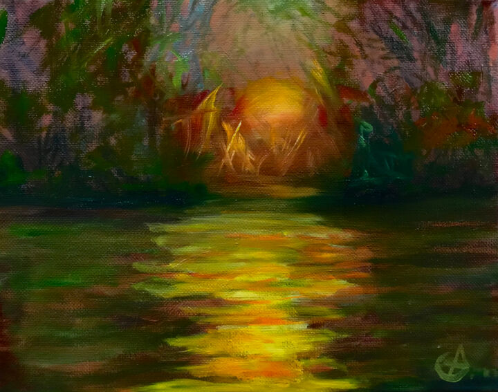Pintura titulada "Mississippi Sunset." por Gregory Anoufriev, Obra de arte original, Oleo