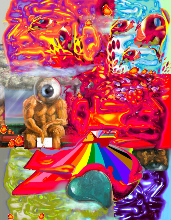 Digitale Kunst mit dem Titel "Universal Love" von Grégory Dreyfus, Original-Kunstwerk, Digitale Malerei