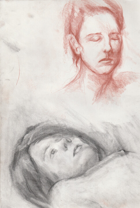 Drawing titled "portraits" by Grégory Geng, Original Artwork, Pencil