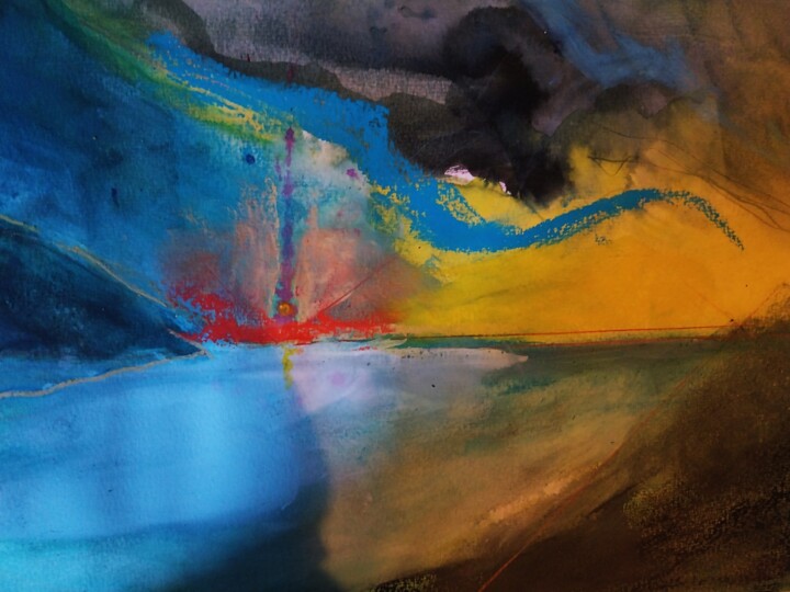 Peinture intitulée "Sunset" par Grégory Geng, Œuvre d'art originale, Encre