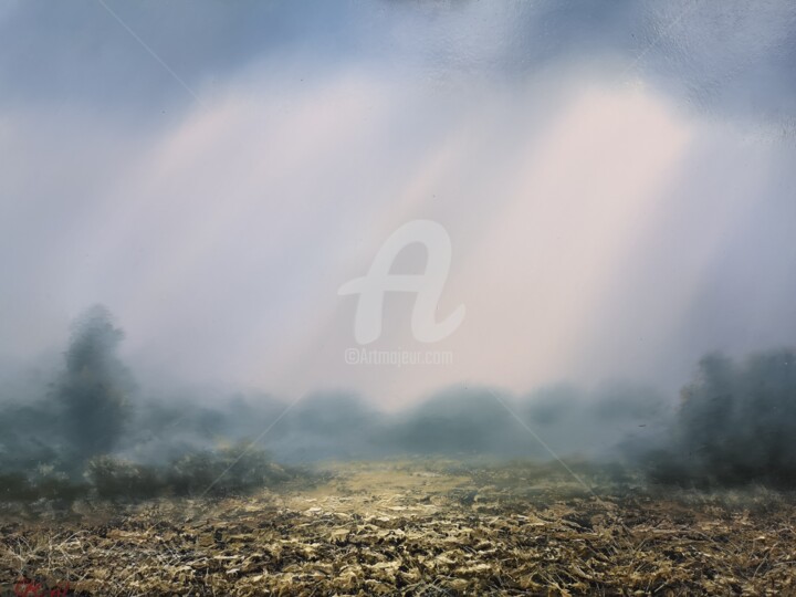 Картина под названием "Roztocze Valley III" - Gregory King (Grzegorz Król), Подлинное произведение искусства, Масло