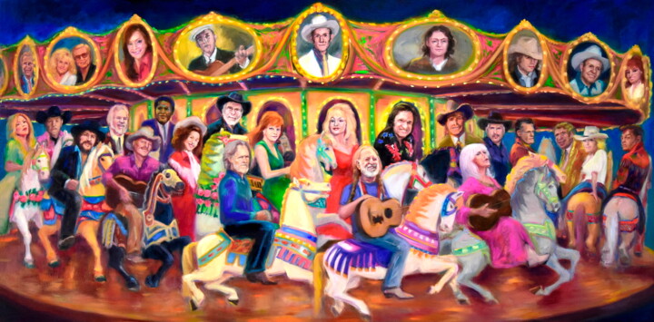 Painting titled "Country Music Hit P…" by Gregory L Wilhelmi, Original Artwork, Oil Mounted on Wood Stretcher frame