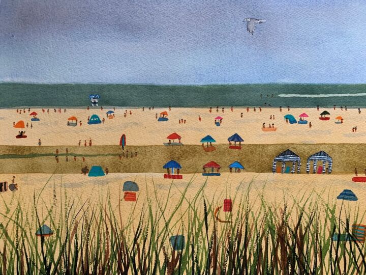 Painting titled "To The Beaches" by Gregory Supple, Original Artwork, Watercolor