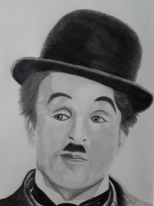 Desenho intitulada "Charly chaplin" por Greg'S Drawings, Obras de arte originais, Lápis