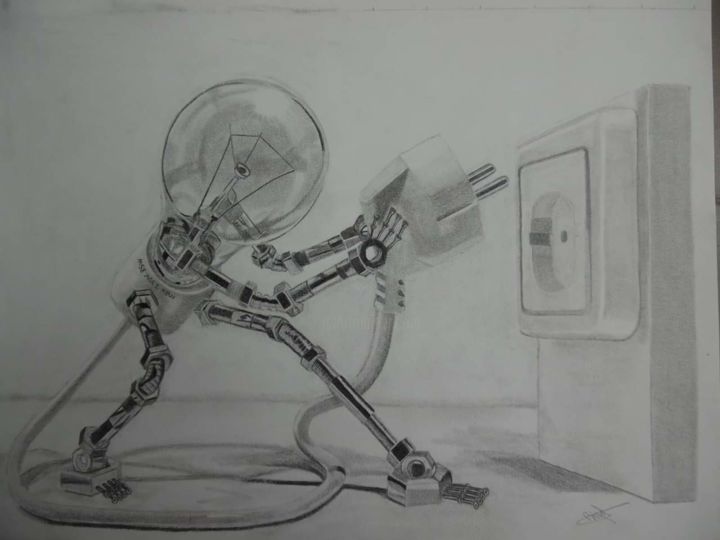 Drawing titled "Lumière" by Greg'S Drawings, Original Artwork, Pencil