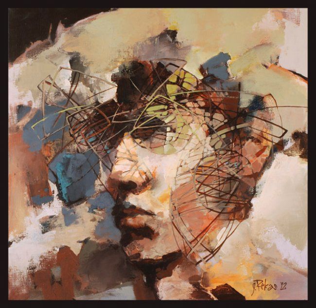 Painting titled "Undrtone VIII" by Grzegorz Rekas, Original Art, Oil
