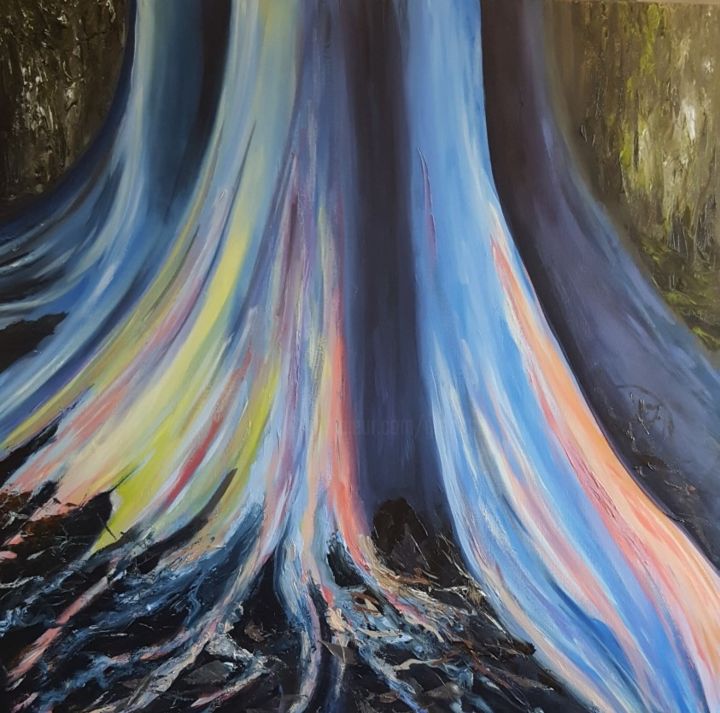 Painting titled "L’arbre bleu" by Valérie Gremmo, Original Artwork, Acrylic