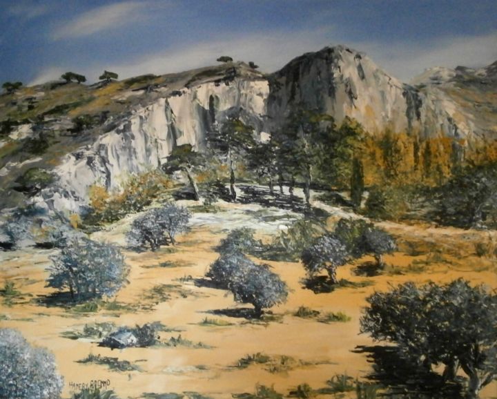 Painting titled "Alpilles 4" by Valérie Gremmo, Original Artwork, Oil