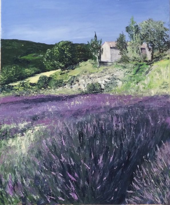 Painting titled "L'odeur de Provence" by Valérie Gremmo, Original Artwork, Oil