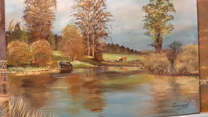 Painting titled "BEBEDERO" by Richard Greswell, Original Art, Acrylic