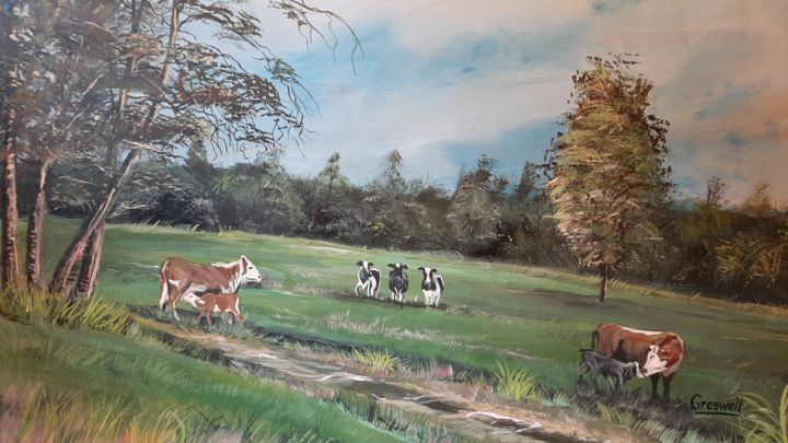 Painting titled "Vacasl" by Richard Greswell, Original Art, Acrylic