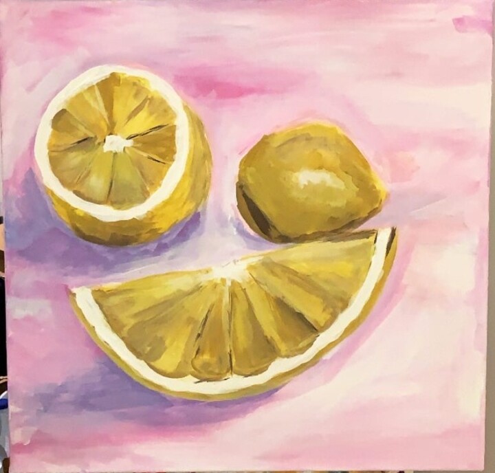 Pintura titulada "Pink lemon" por Anna Grete Moller, Obra de arte original, Acrílico