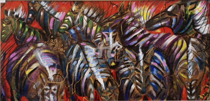Pittura intitolato ""Stile libero"" da Grey Est, Opera d'arte originale, Acrilico