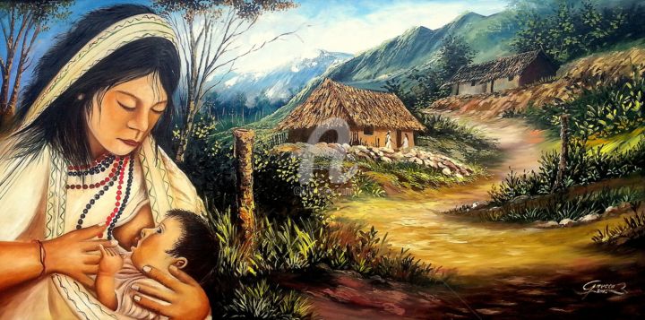 Painting titled "nativa-arhuaca.jpg" by Grialco, Original Artwork, Oil