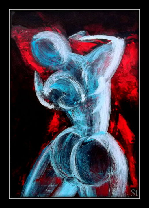 Peinture intitulée "Satin Rouge" par Gribouill'Art, Œuvre d'art originale, Acrylique