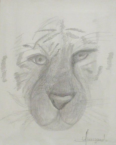 Drawing titled "Lionne" by Hélène Breuzard, Original Artwork