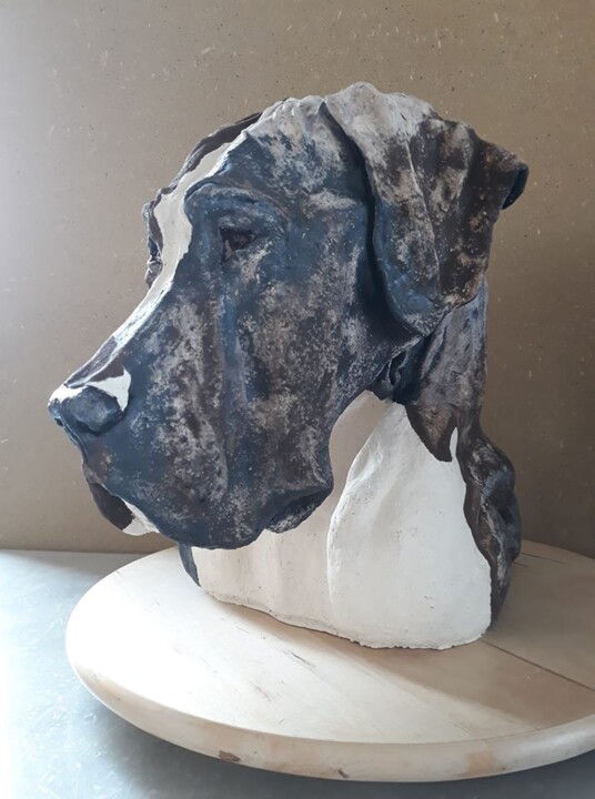 Sculpture intitulée "Dog 1" par Grietje Leyn (art-gl webnode), Œuvre d'art originale, Céramique