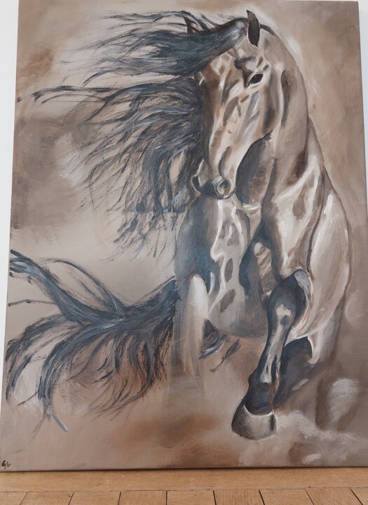 Schilderij getiteld "Wild horse" door Grietje Leyn (art-gl webnode), Origineel Kunstwerk, Acryl