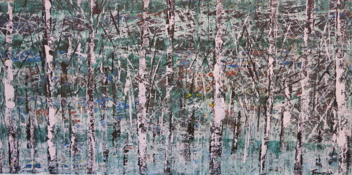 White Wood 2013 - Painting, 23x48 in ©2013 by James Thompson -
Abstract Expressionism, Canvas, Abstract Art, Landscape, Winter, trees